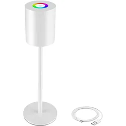 tectake Moderne Tischlampe Corly, LED, 7 Lichtfarben, dimmbar  Weiß