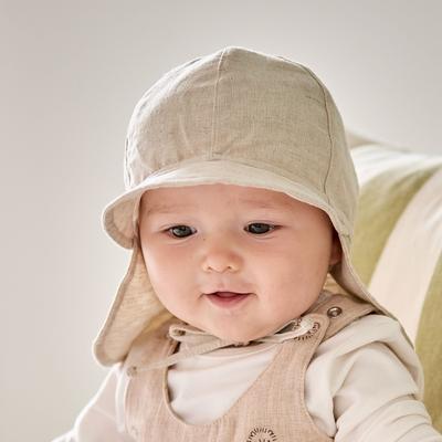 Schirmmütze MAXIMO, Jungen, Gr. 45, beige (beigemeliert), Web, Obermaterial: 100% Baumwolle, Mützen, Beigemeliert, Leinenoptik, Nackenschutz, UV50, Baby-Boy