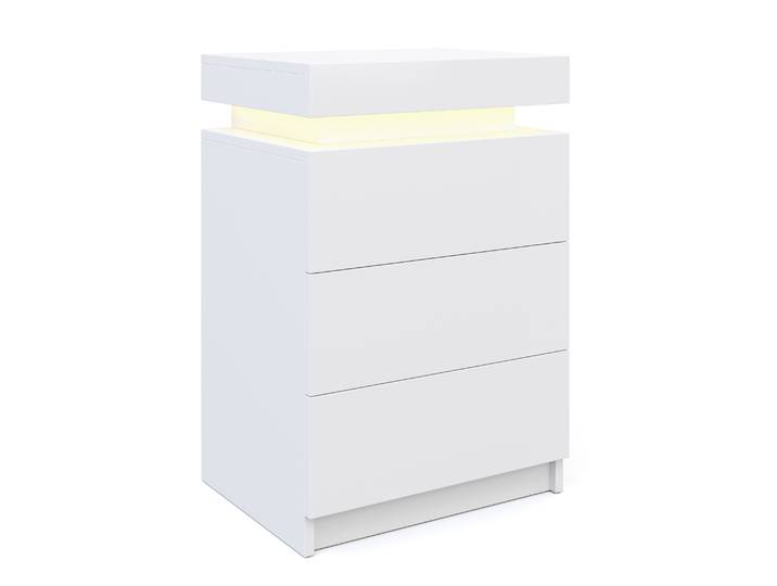 Nachttisch LED MOYA 3 Schubladen weiss