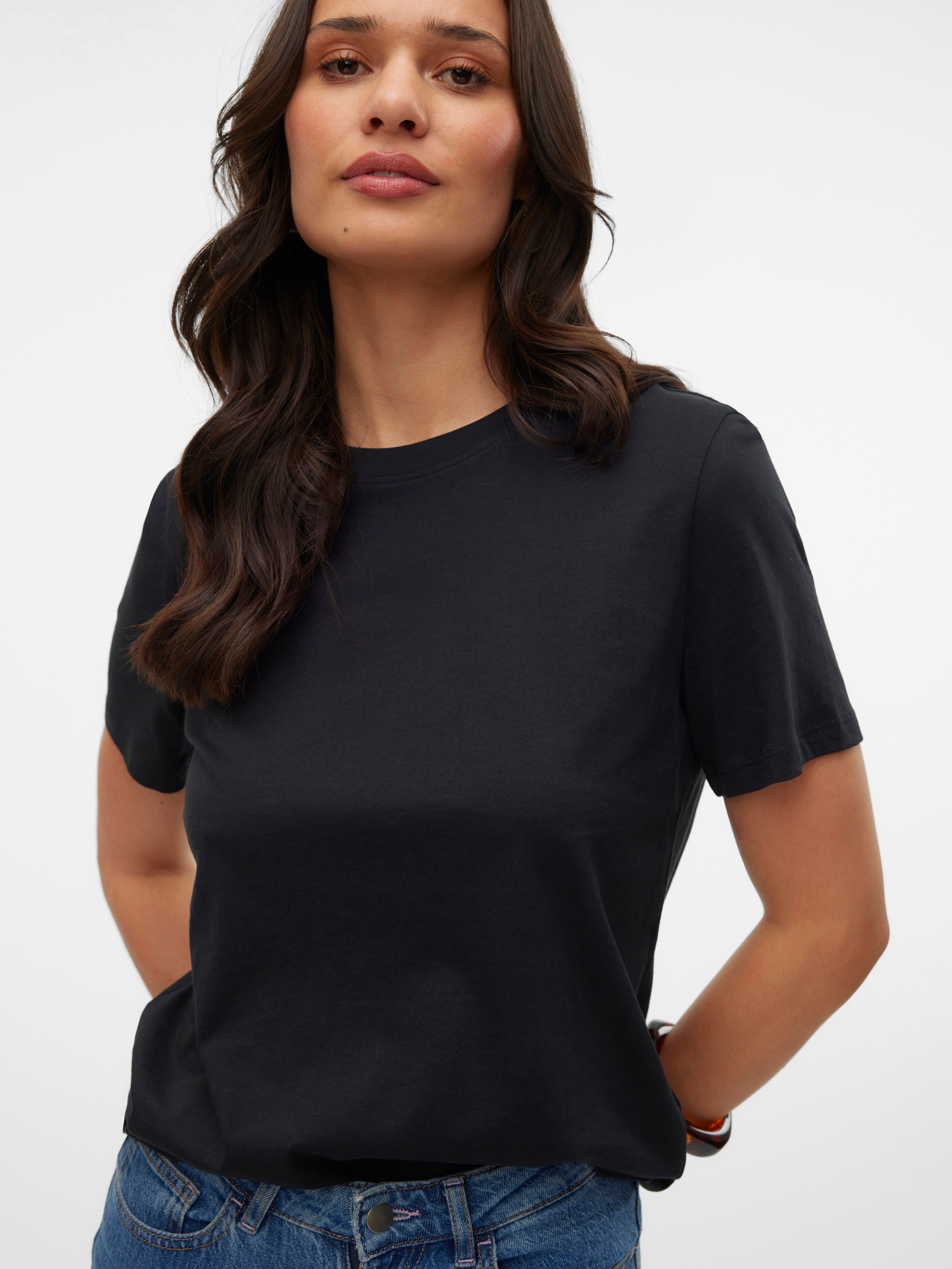 Kurzarmshirt VERO MODA "VMPAULINA SS T-SHIRT GA JRS NOOS", Damen, Gr. S, schwarz, Jersey, Obermaterial: 100% Baumwolle, unifarben, normal, Rundhals, Shirts Kurzarmshirt, Baumwolle, regular fit schwarz S