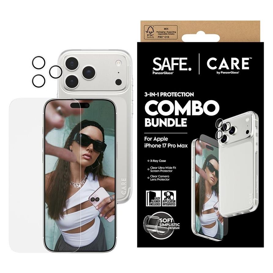 PanzerGlass SAFE. CARE 3-in-1 Fashionable Combo Bundle (3 Stk., Apple iPhone 17 Pro Max) (CR60725)