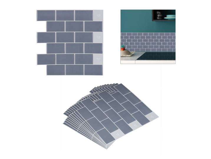 Subway Fliesenaufkleber 10er-Set Grau