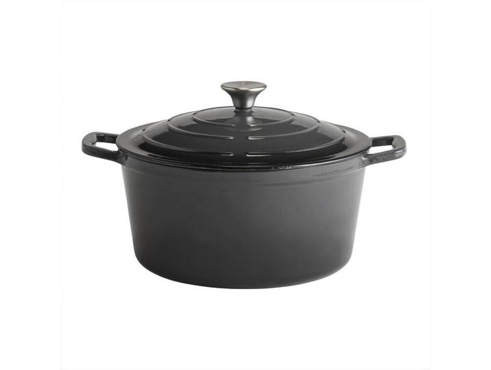 Schmortopf 5 Stars, Anthrazit, Creme, Metall, 6 L, rund, 28x18x28 cm, Kochen, Töpfe, Schmortöpfe