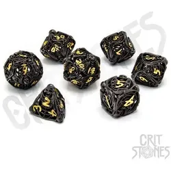 Crit Stones Soulreaper Gold Hollow Metal RPG Dice Set