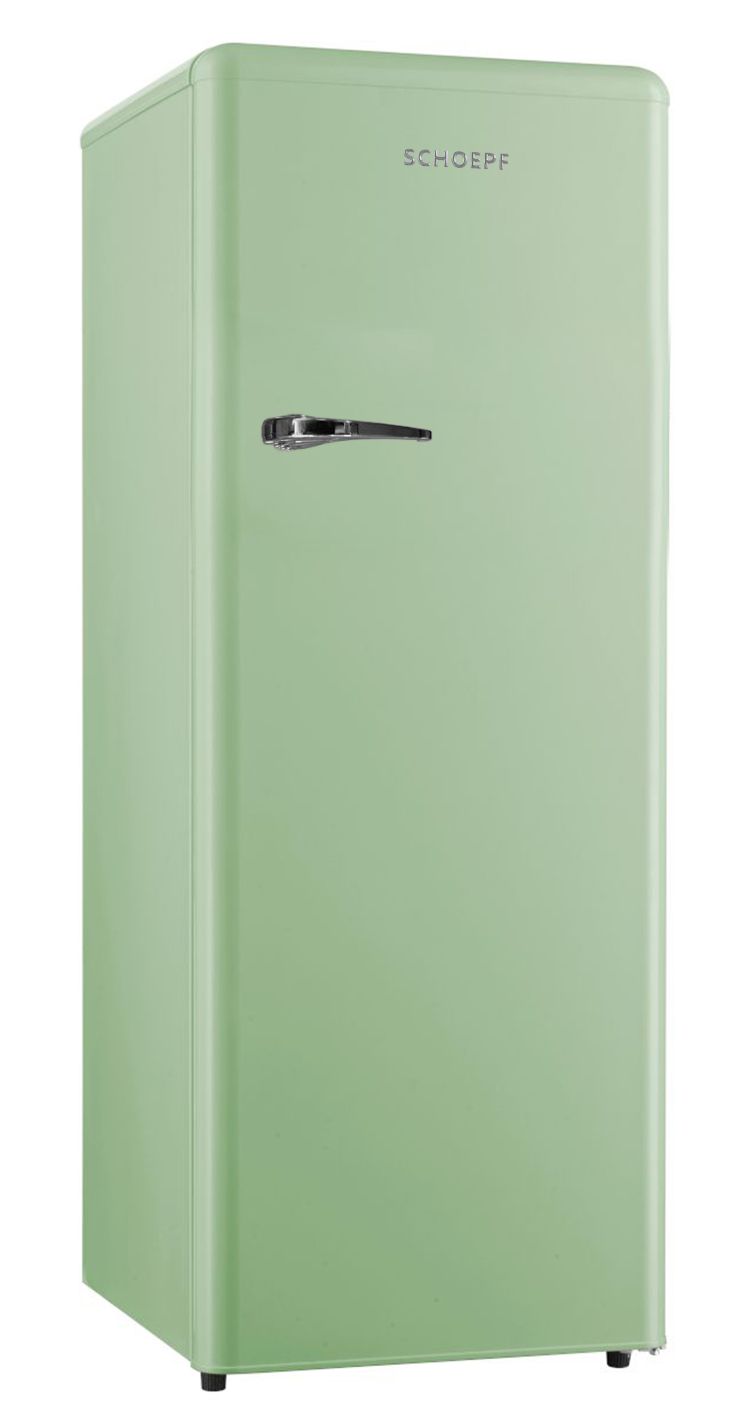 SCHOEPF Retro Vollraumkühlschrank / RKS245SG / Grün / 238 Liter Nutzinhalt / Vintage Style / LED-Beleuchtung/ Retro Kühlschrank / mint-grün