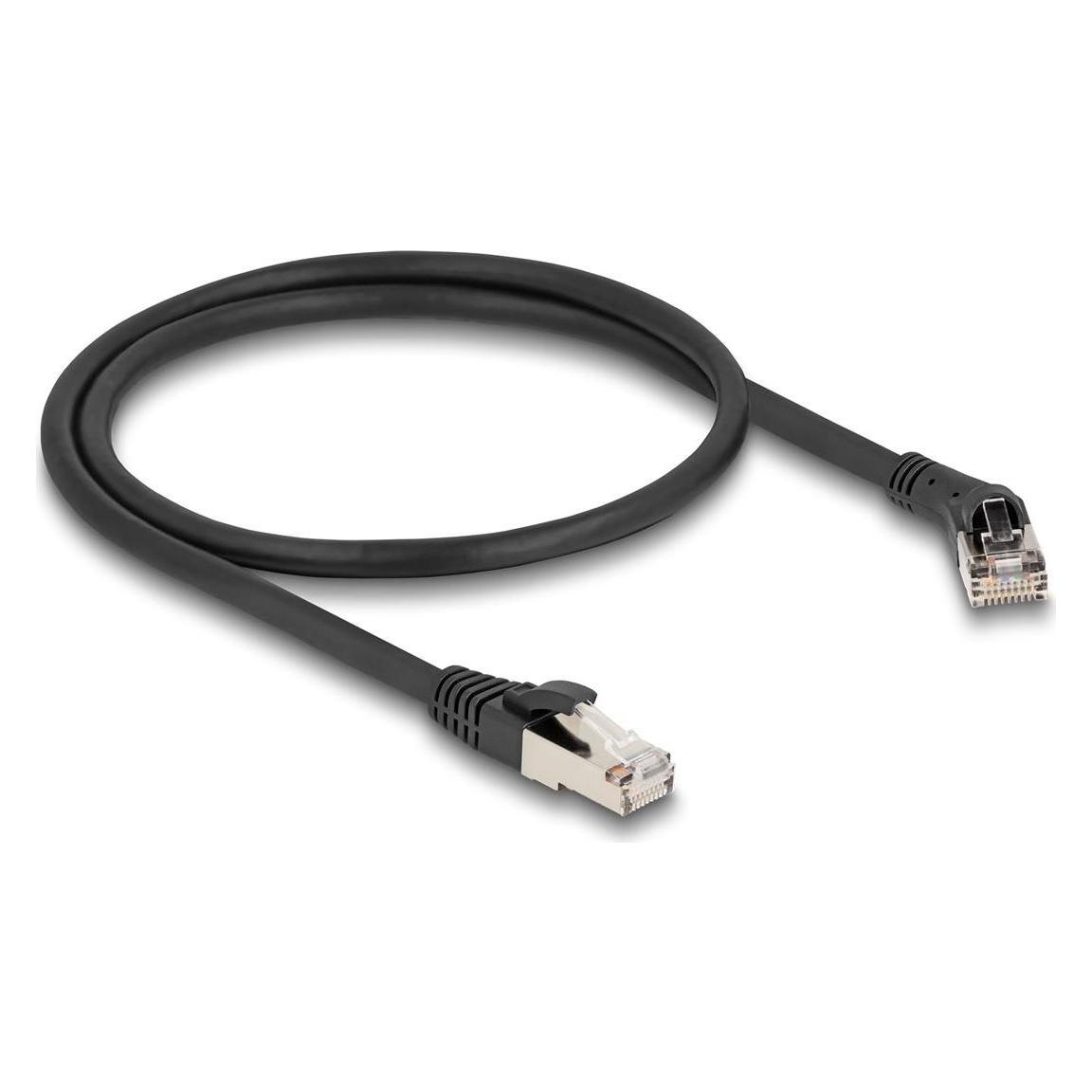 Delock RJ45 Netzwerkkabel Cat.8.1 S/FTP Stecker 45 nach rechts gewinkelt zu Stecker gerade bis 40 (S/FTP, CAT8.1, 0.50 m) (80627)