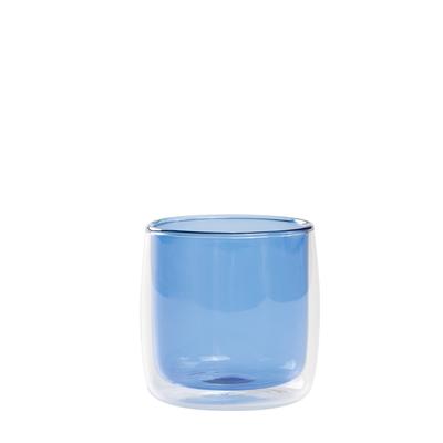Zafferano No Bilia Set aus 4 doppelwandigen Borosilikatglas-Trinkgläsern, klar und blau, modernes Design, handgefertigt, elegant und widerstandsfähig