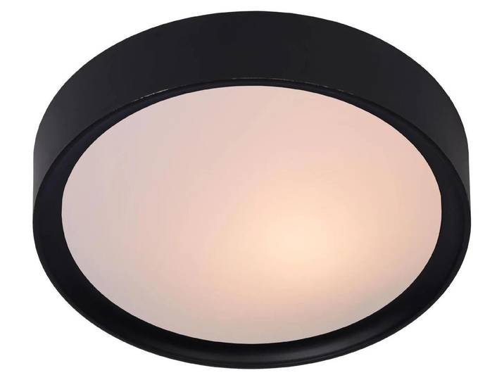 Plafonnier rond LEX noir et blanc 1xE27x40W en plastique\, dimensions : 7x25x25 cm\, IP20\, Lucide