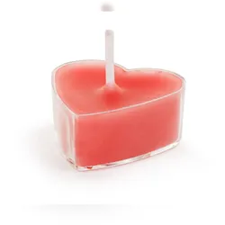 PartyDeco 10 Teelichter Kerzen Wachs 2x4cm Herzen Wachskerzen Tischkerzen Dekokerzen Herz Teelicht Hochzeit Verlobung Tischdeko Hochzeitsdeko Rot Transparent