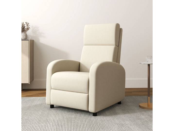 Fauteuil Relax Inclinable jusqu'à 160° Manuellement avec Repose-Pieds Intégré Charge Max. 120kg Grand Confort Crème