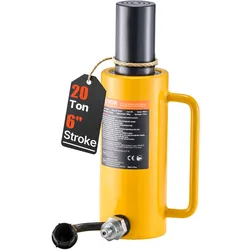 VEVOR Hydraulikzylinder 20 t Vollkolben-Heber 15 cm Hub mit Schnellkupplung, Einfachwirkender Hydraulikzylinder Tragbarer Hydraulikheber für Heben Drücken Ziehen Maschinenbau Werkstatt Garage