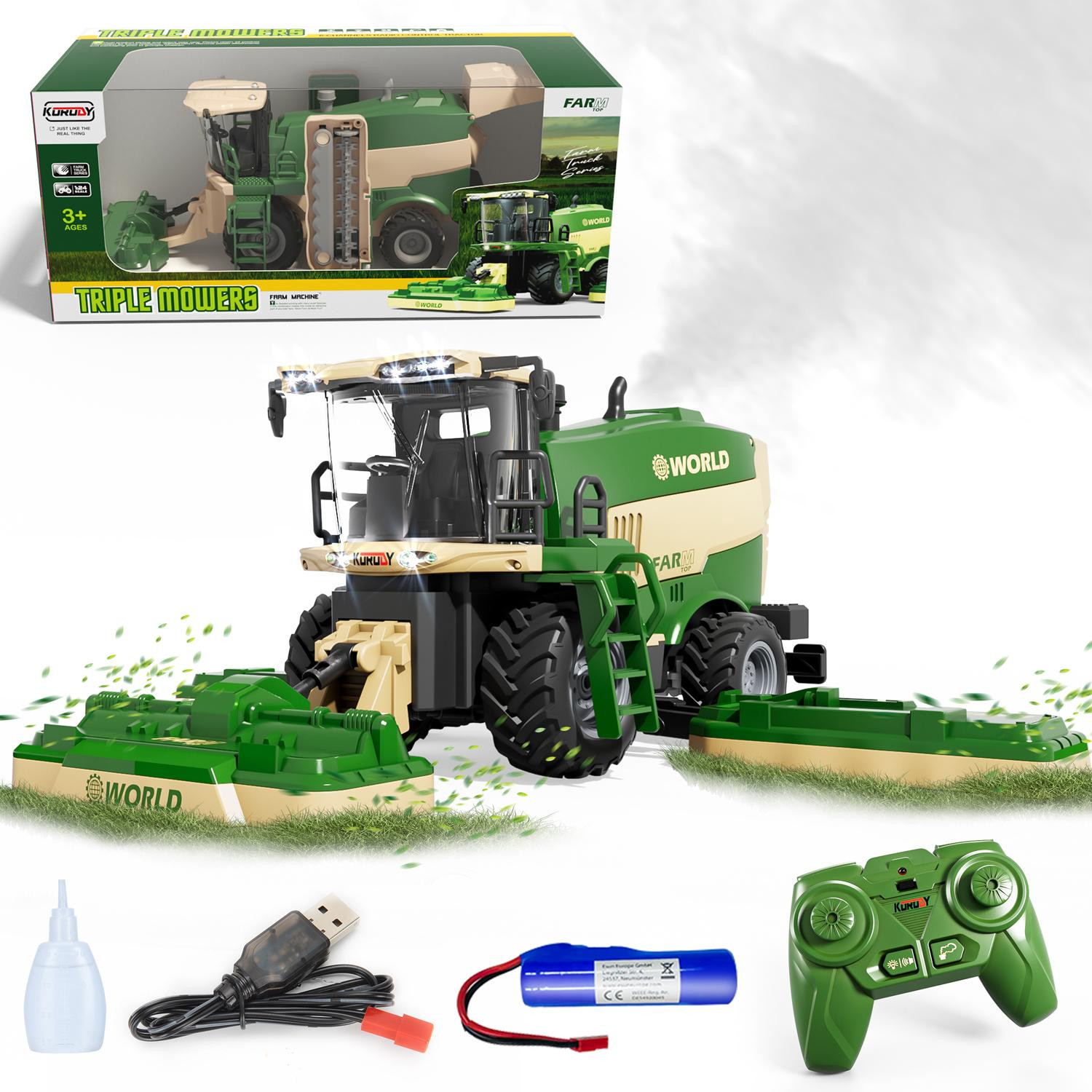 PENGBU RC-tractor met maaibalk en afstandsbediening voor kinderen