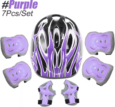 Inspire Picks 6 Piece Knee & Elbow Pads Set With Wrist Guards Multi Sport Protective Gear For Kids & Adults purple 7pcs
