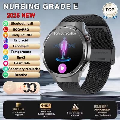 Inspire Select 2025 ECG Health Smart Watch AMOLED Bluetooth Call Fitness Tracker With NFC & Wellness Monitoring black Steel B 2a iatrology Care Grade