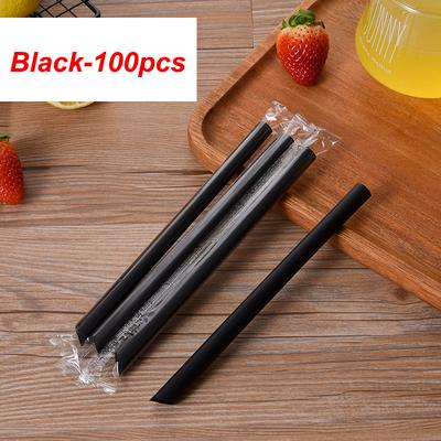 The Handy Homestead Premium Multicolor Disposable Wide Milkshake & Bubble Tea Straws black