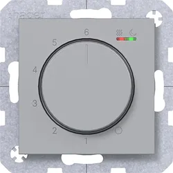 Hager WAN5011TA Temp.regler 230V/15W, Dreh-/Druckknopf, Heizen/Kühlen,A.x/C.x, titan met, lack