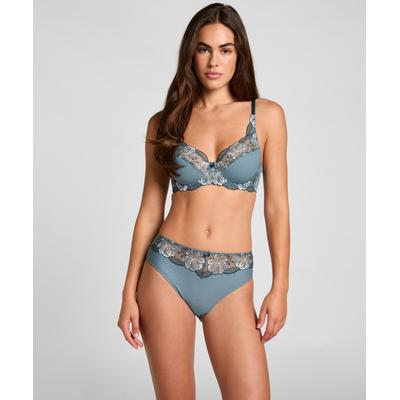 Slip HUNKEMÖLLER "High Waisted Slip Helena", Damen, Gr. M, blau, 68% Polyamid, 23% Elasthan, 8% Polyester, 1% Metall, Unterhosen Slip