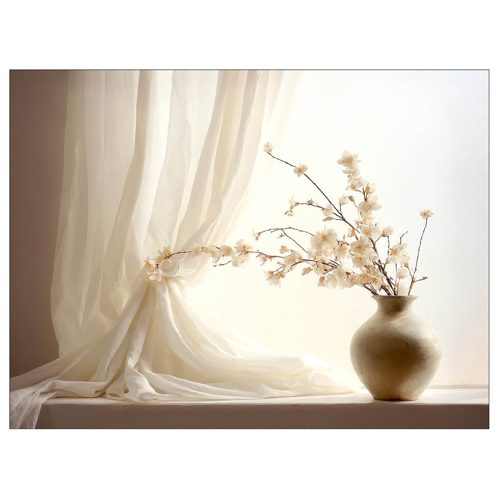 home24 Still Life At The Window II Canvas Wanddecoratie Wit/Beige B: 77 cm, H: 57 cm, D: 2 cm