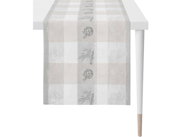 Tischläufer APELT 1615 Summergarden, Sommerdeko, Sommer , grau, B:48cm L:140cm, Polyester, Tischdecken, Tischläufer, Jacquardgewebe