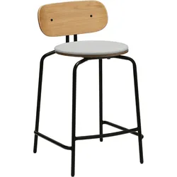 Curious Counter Stuhl hellgrau mit gepolstertem Sitz mit schwarzen Beinen