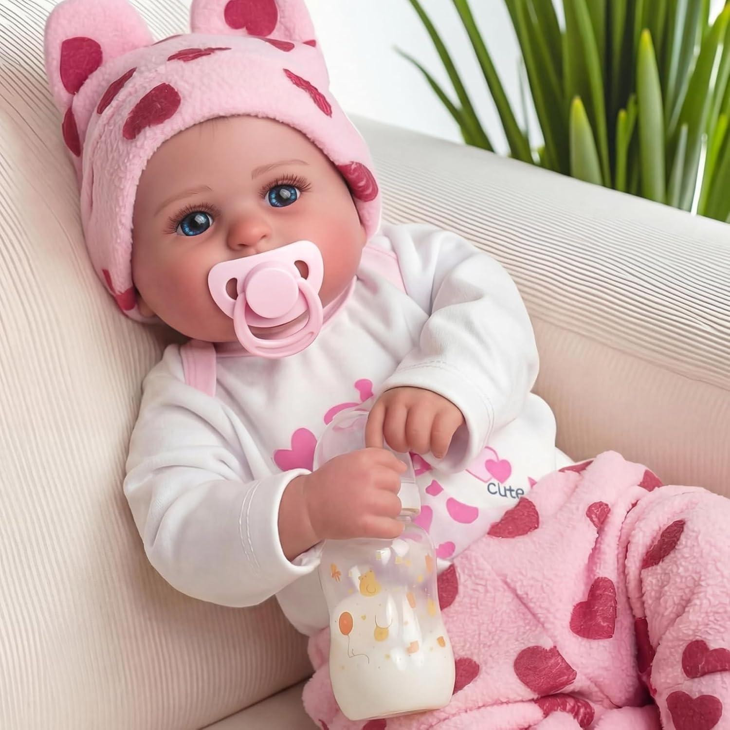Reborn-baby pop meisjesmodel met zacht stoffen lichaam, inclusief kleding en accessoires, 50 cm