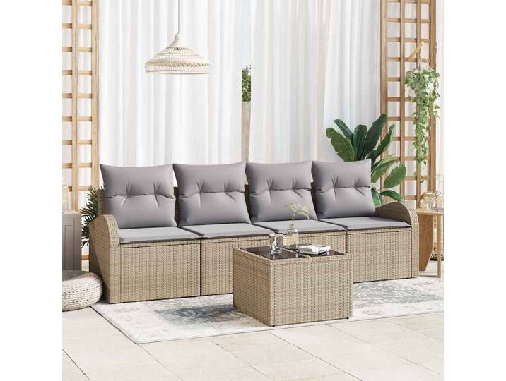 vidaXL Gartensofa-set 5 pcs 4-Seater Beige und Grau Poly-Rattan