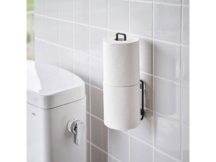 Porte-papier toilette Hook Acier thermopoudré Polycarbonate Noir/Noir 3 x 25 x 7cm