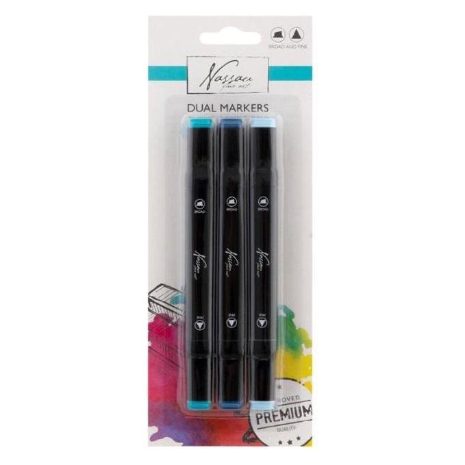 Doppelspitzenmarker, 3 blaue Farben (3x) (47596645)