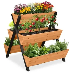 Relaxdays Vertikalbeet mit 5 Kästen Orange,Schwarz