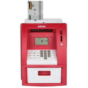 Idena Spardose Geldautomat mit Sound, 16 x ?21,8 x 14,5 cm, rot