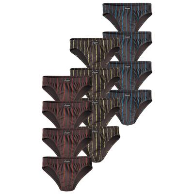 Slip LE JOGGER, Herren, Gr. 4, 12 Stk., bunt (schwarz, gelb, gestreift, schwarz, rot, gestreift, schwarz, blau, gestreift), Jersey, Obermaterial: 95% Baumwolle, 5% Elasthan, gestreift, körpernah, Unterhosen Slip, sportive Slips im Sparpack, Topseller