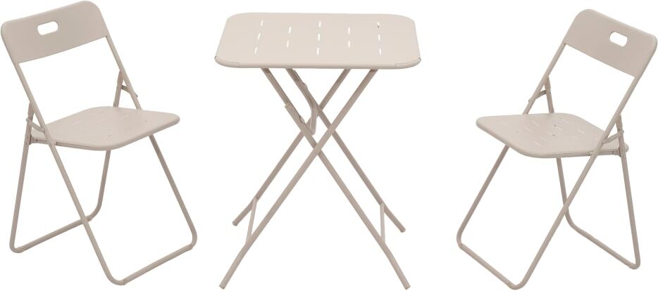 ComfortXL Ensemble bistro pliant en acier 3 pièces beige Beige 60x73x60cm