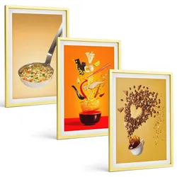 BILDER SET 3er Set - 40x60 cm Goldrahmen - Küchenthemen