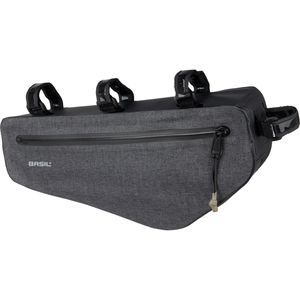 Basil Fahrrad-Rahmentasche Navigator Storm, grau, 2,2 Liter, Dreieckstasche, reflektierend, 2 Fächer, wasserdicht