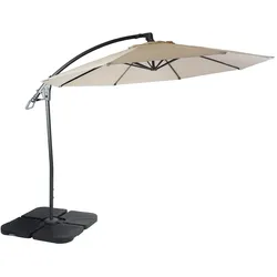 Décoshop26 - Runder freitragender Sonnenschirm Ø 3 m Aluminium/Stahl und cremeweißes Polyester mit Fuß 04_0007913