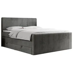 BOXSPRINGBETT KING DOREN 180/200 Dunkelgrau Velvet - H4