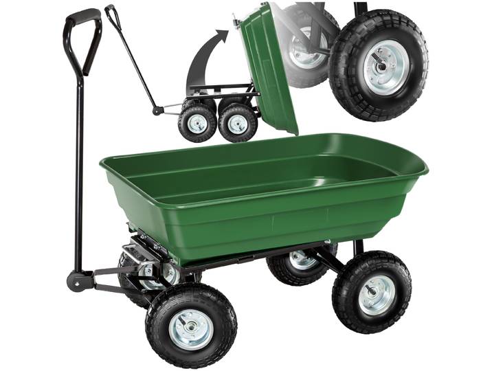 Chariot de jardin 300 kg avec benne basculante - vert