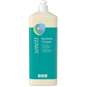 Sonett Seife Handseife 7 Kräuter DE2055, Flüssigseife, Spenderflasche, 1 Liter