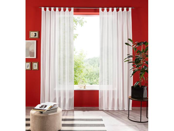 Gardine OTTO HOME XANA mit Schlaufen, Topseller Gr. 2, weiß, B:145cm H:175cm, Voile, Polyester, Gardinen, Gardine, Bestseller, einfarbig, 1 Schal, pflegeleicht, preiswert, Topseller