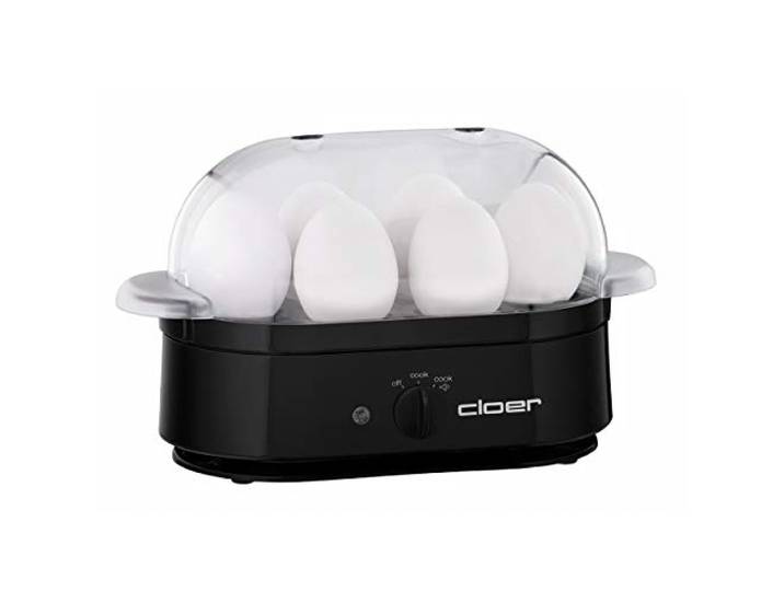 Cloer 6080 Eierkoker met akoestisch signaal, voor 1-6 eieren, Maatbeker met eierprikker, 350 W, zwart