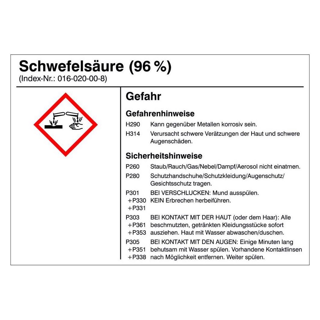 SafetyMarking Gefahrstoffetiketten G019 Schwefelsäure 10. (21.B1200.19)