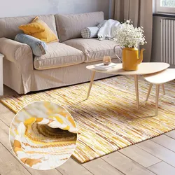 Teppich "Ameer", gelb (gelb mix), B:140cm H:10mm L:200cm, Baumwolle, Polyester, MYFLAIR MÖBEL & ACCESSOIRES, Teppiche, Teppich, Handweb Teppich, 90% Baumwolle, handgewebt, Scandi
