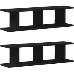 vidaXL Wandregale 2 Stk. Schwarz Eichen-Optik 75x18x20cm Holzwerkstoff