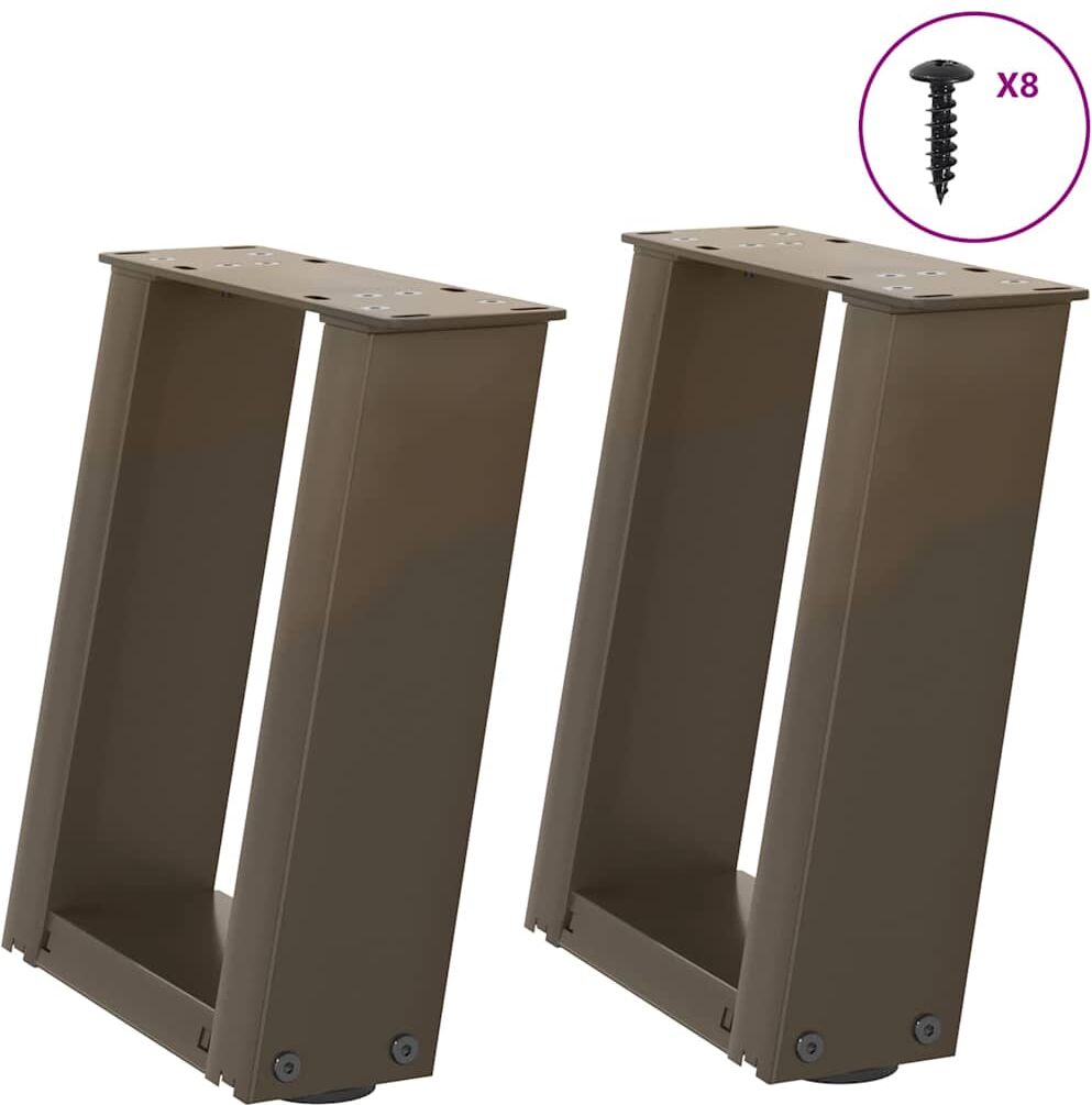 vidaXL Pieds de table basse en U 2 pièces Acier naturel 30x(30-31) cm