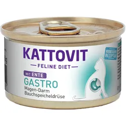 KATTOVIT Feline Diet Gastro 85g Dose Katzennassfutter Diätnahrung Sparpaket 24 x 85 Gramm Ente