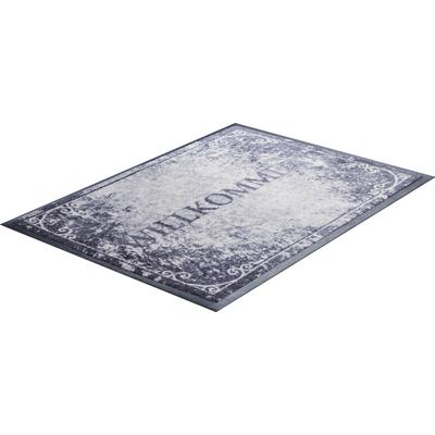 Fußmatte GRUND "Willkommen", grau, B:40cm H:8mm L:60cm, Kunstfaser, Teppiche, Schmutzfangläufer, Schmutzfangmatte, mit Spruch, In- und Outdoor geeignet, waschbar