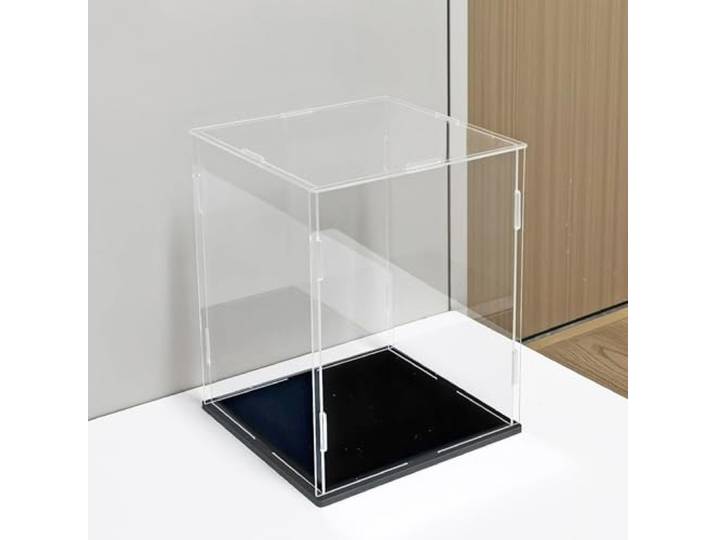 Hoiweqr Acryl Vitrine Hohe Acrylvitrine – 10/15/20/25/30/35/40/50/60 cm Hoch Staubdichter Schutz Vitrine mit Schwarzem Boden Vitrine für Actionfiguren, Acryl Vitrine Schaukasten(H40cm,LxW 60x40cm)