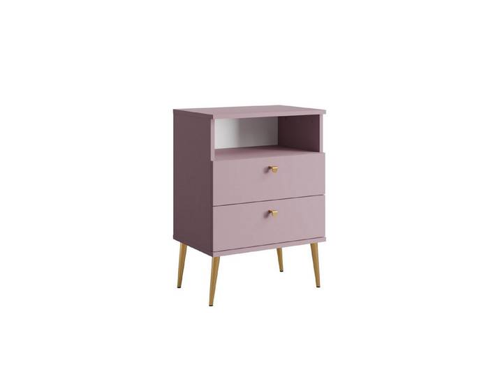 Masseno Nachttisch STRATUS 50 cm Nachtschrank mit 2 Schubladen Violet