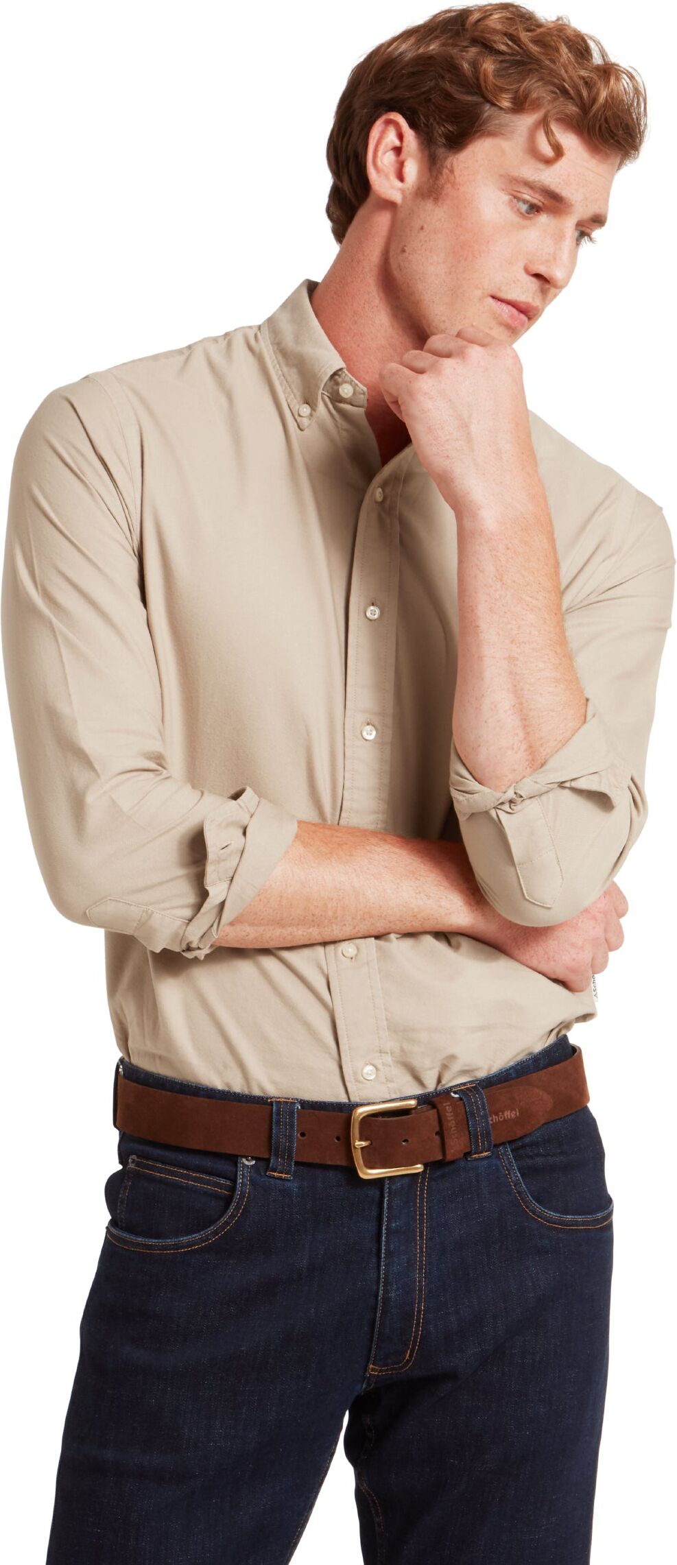 Schöffel Country Cavendish Oxford Shirt - Beige - Size 16.5 - Men