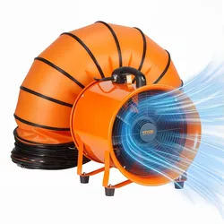 VEVOR Bauventilator 367-W-AC-Motor Baugebläse 2800 U/min Baulüfter Gebläse 2574 CFM (4373 m3/h) Axiallüfter mit 5 m Schlauch Axialgebläse 79 dB Geräuschpegel Industrielüfter